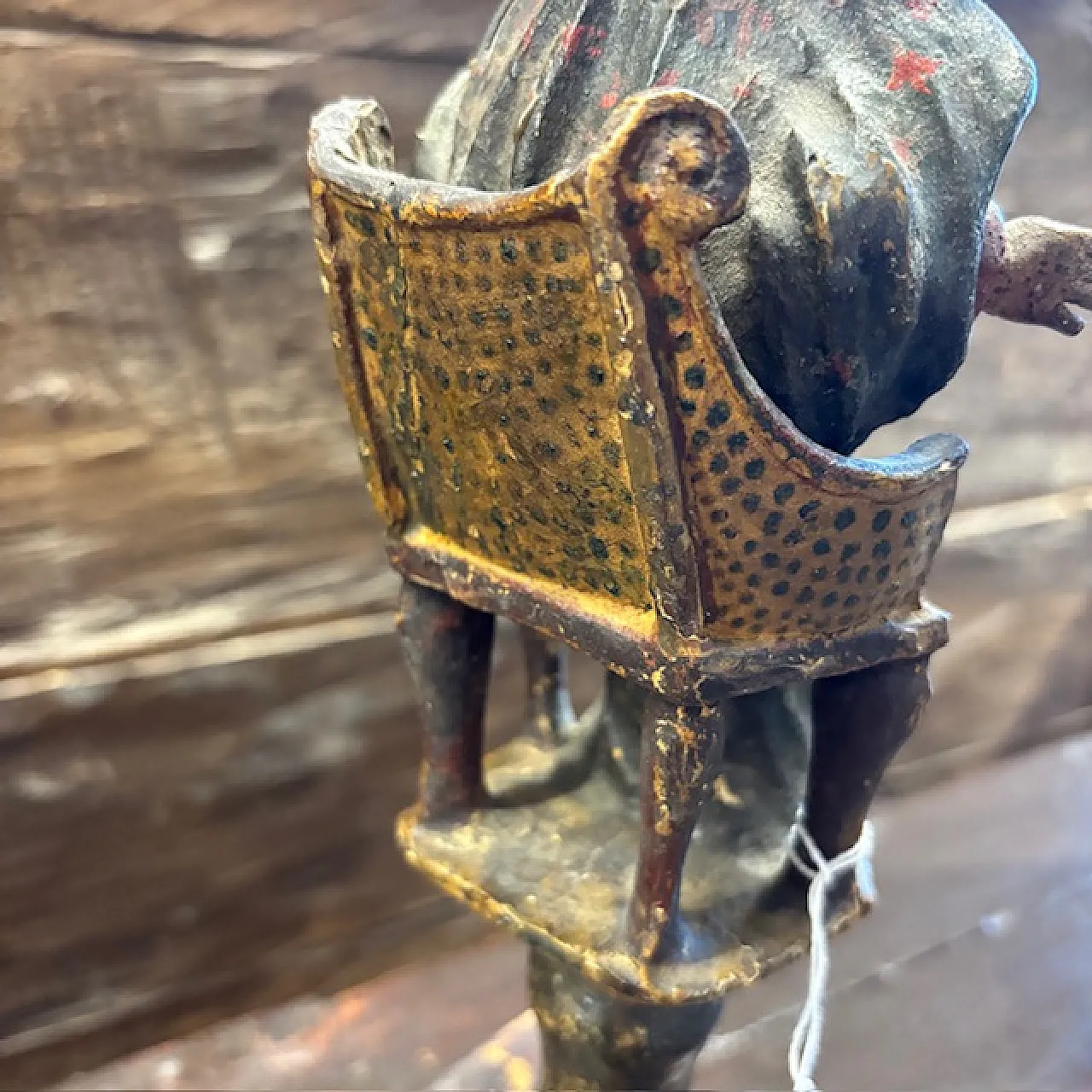 Sculpture of the Madonna on Throne polychrome painted, 17th century 7