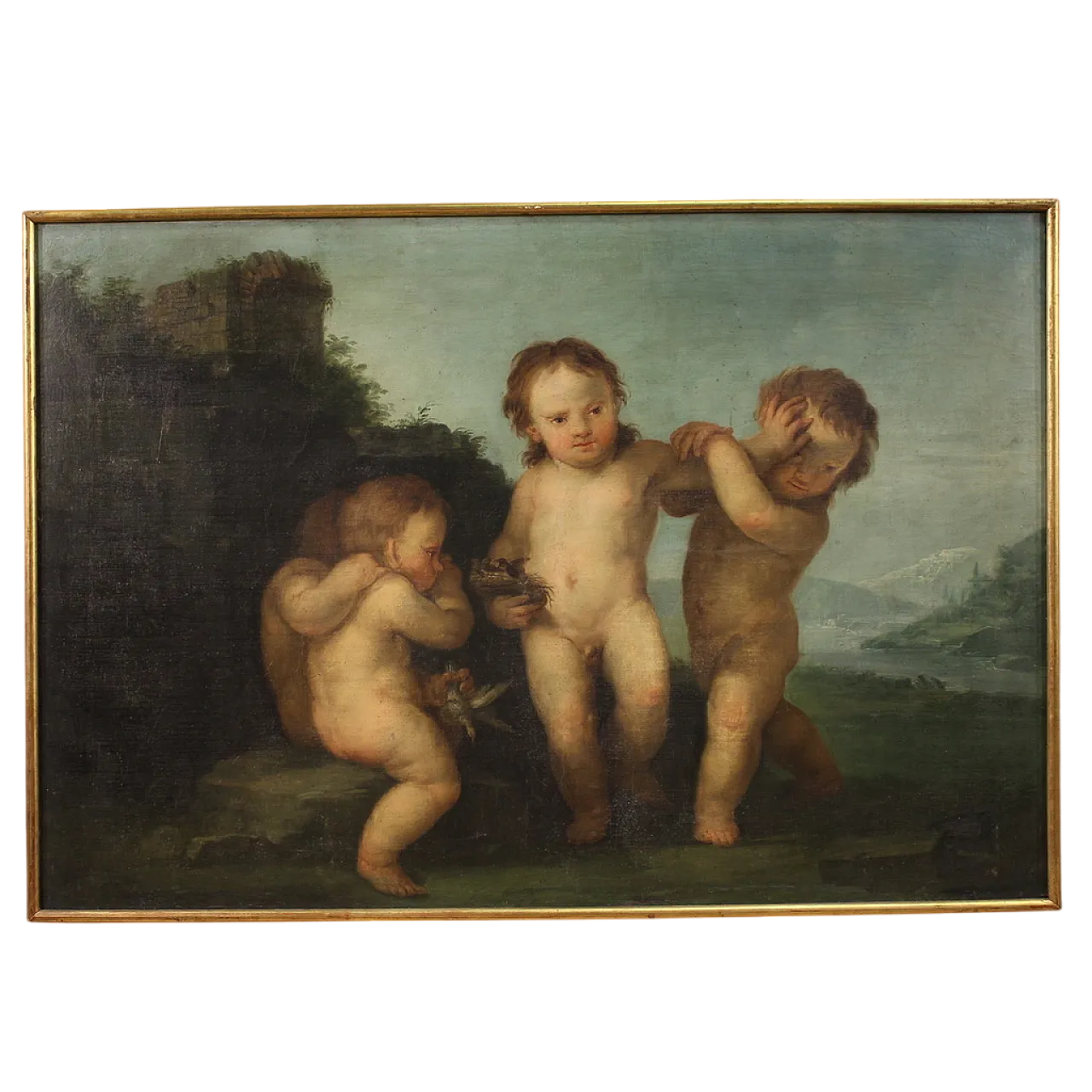 Quadro italiano Rococò Gioco di Putti, '700 16