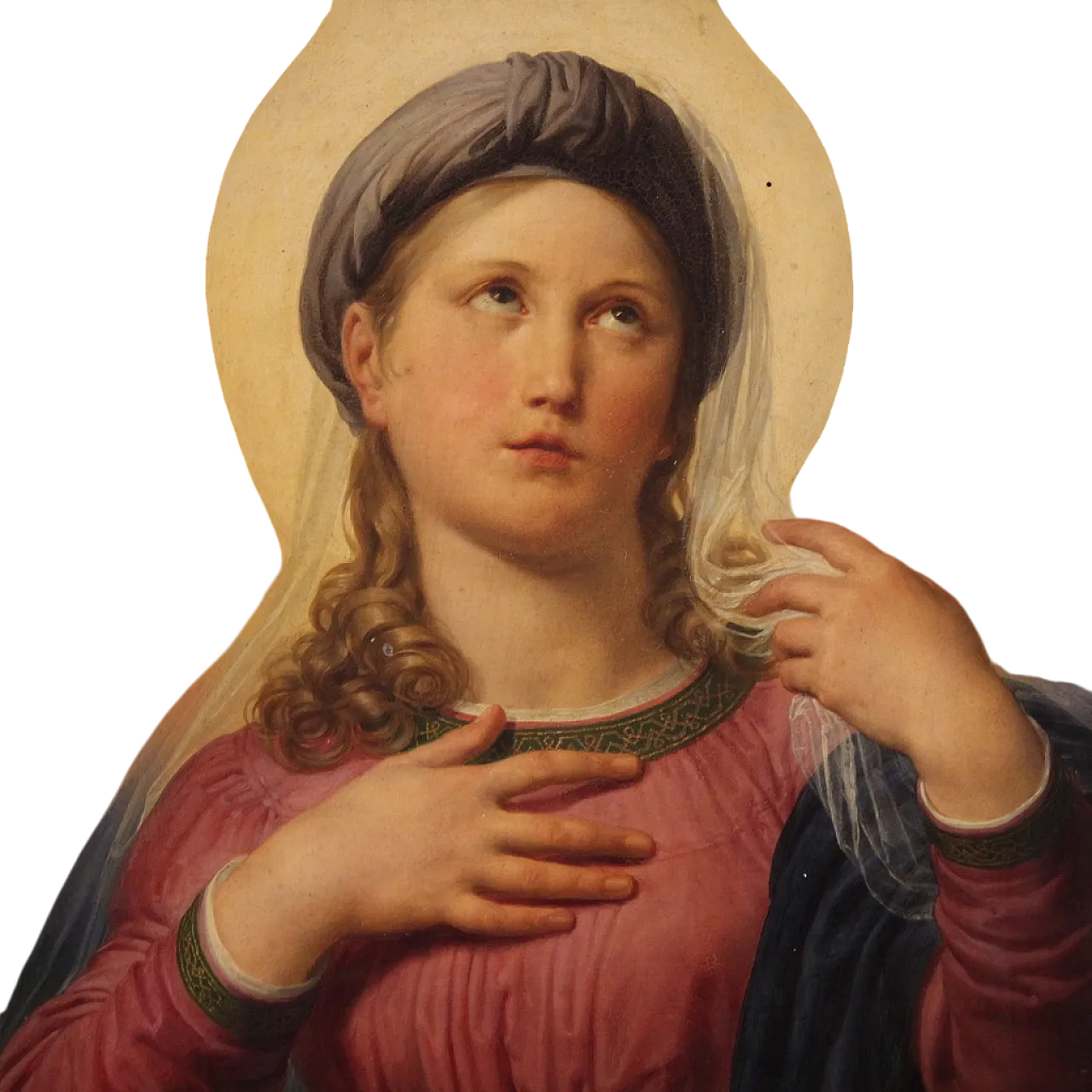 Painted on the 19th century table, Virgin Mary in contemplation 15