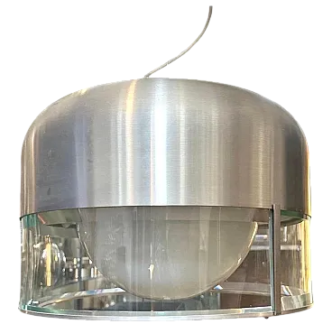 Steel and glass chandelier by Pia Guidetti Crippa for Lumi, 1970s