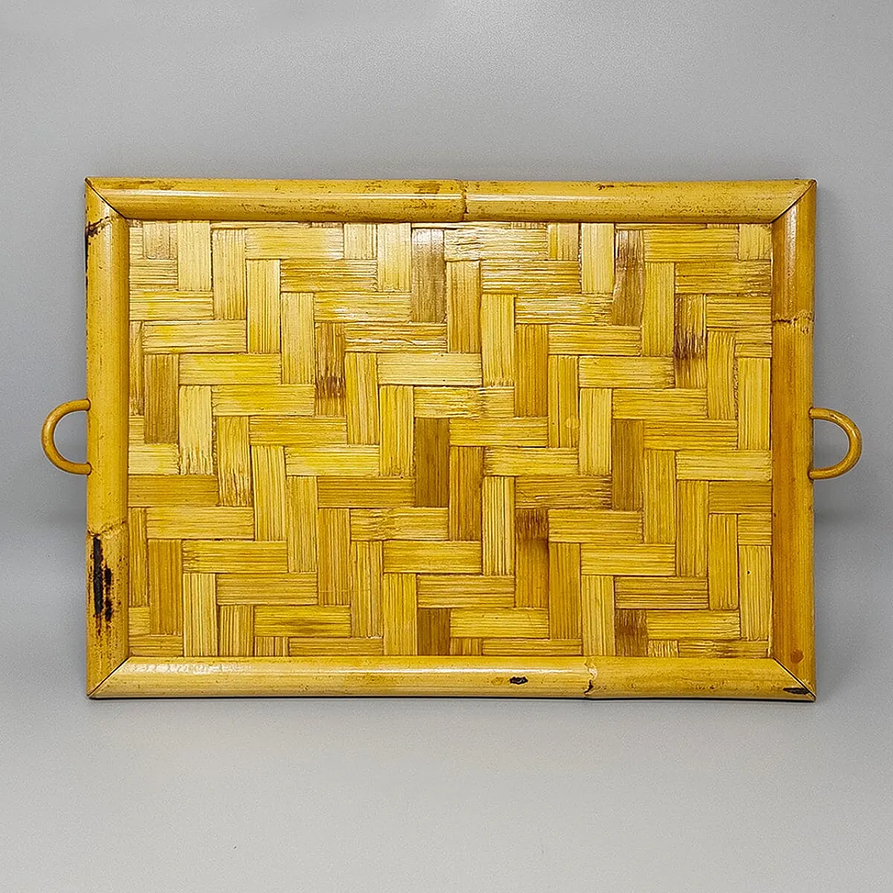 Tray in bamboo, rattan and wicker, 1970s 4