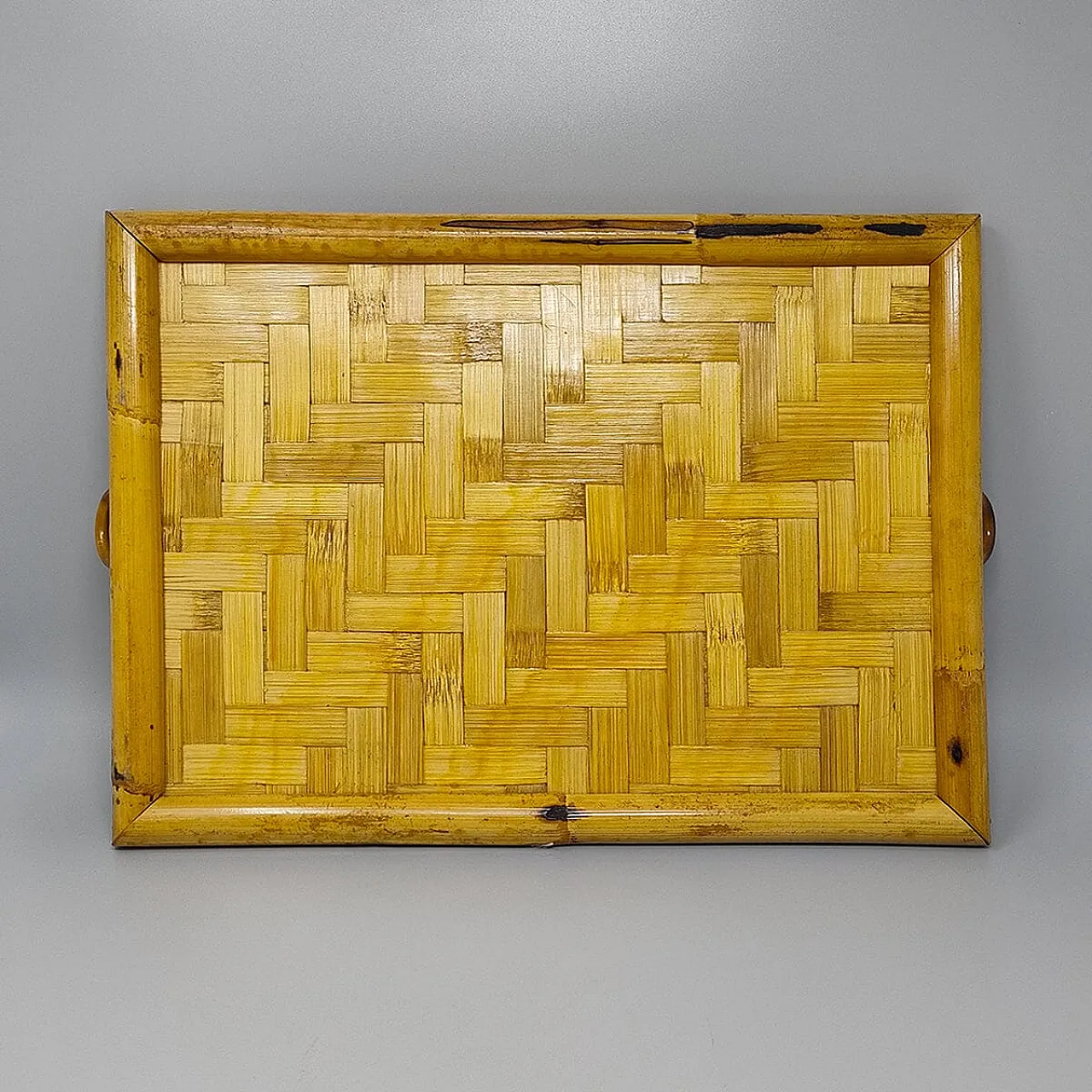 Tray in bamboo, rattan and wicker, 1970s 5