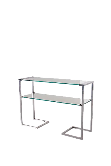 Console in vetro e metallo cromato, anni '70