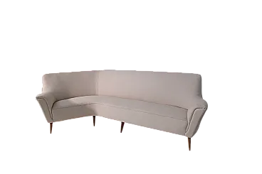 Divano angolare bianco italiano nello stile Gio Ponti, anni '50