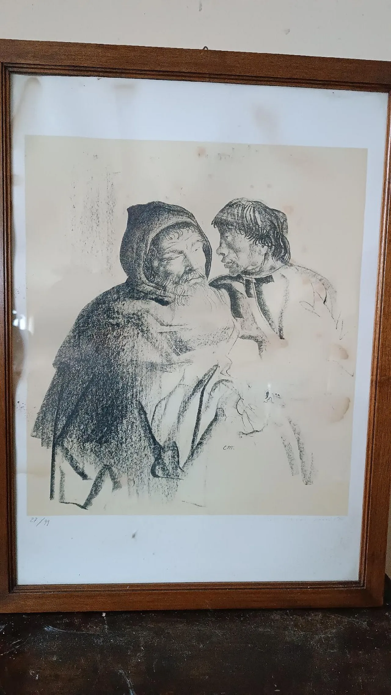 Messer Nicia and Ligurio by Pietro Annigoni, lithograph, 1970s 2