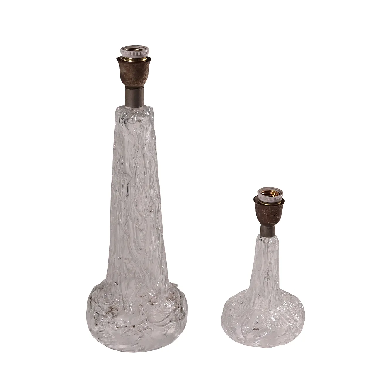 Coppia di  lampade in vetro di Murano nello stile di Venini, anni '50 1