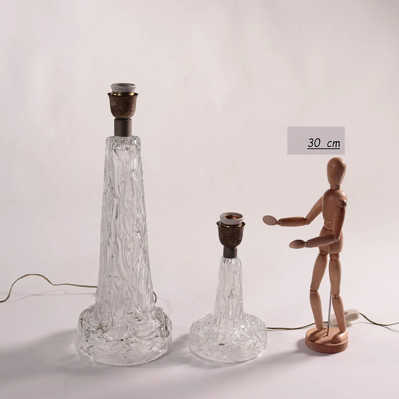 Coppia di  lampade in vetro di Murano nello stile di Venini, anni '50 2