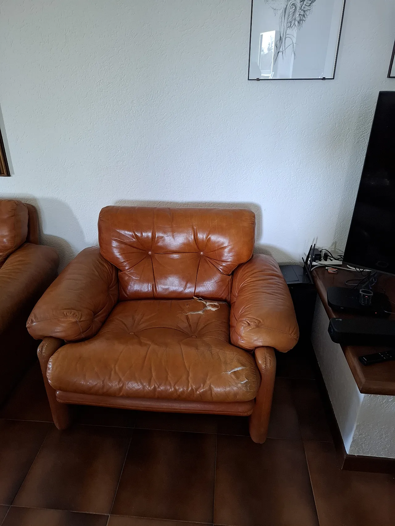 Divano e poltrone Coronado in pelle marrone Tobia Scarpa B&B, '70 3