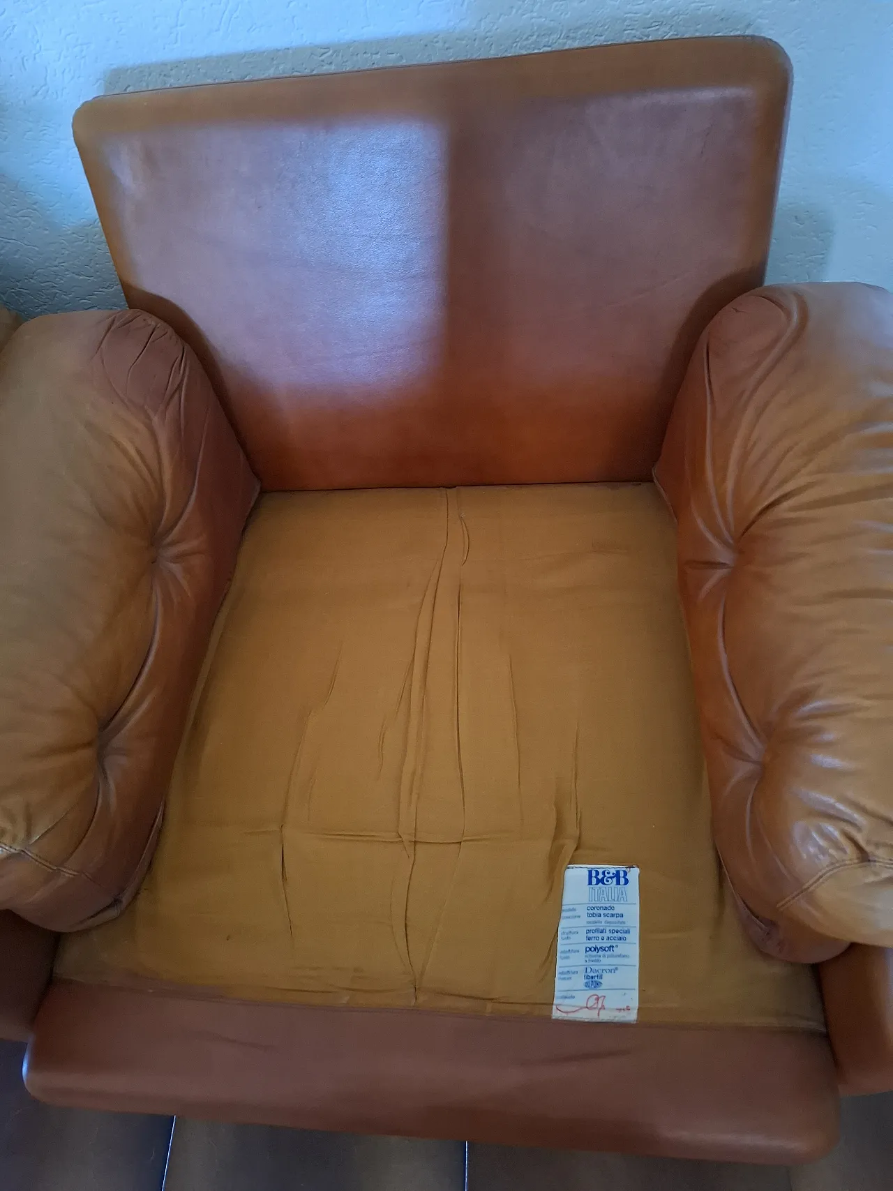 Divano e poltrone Coronado in pelle marrone Tobia Scarpa B&B, '70 6