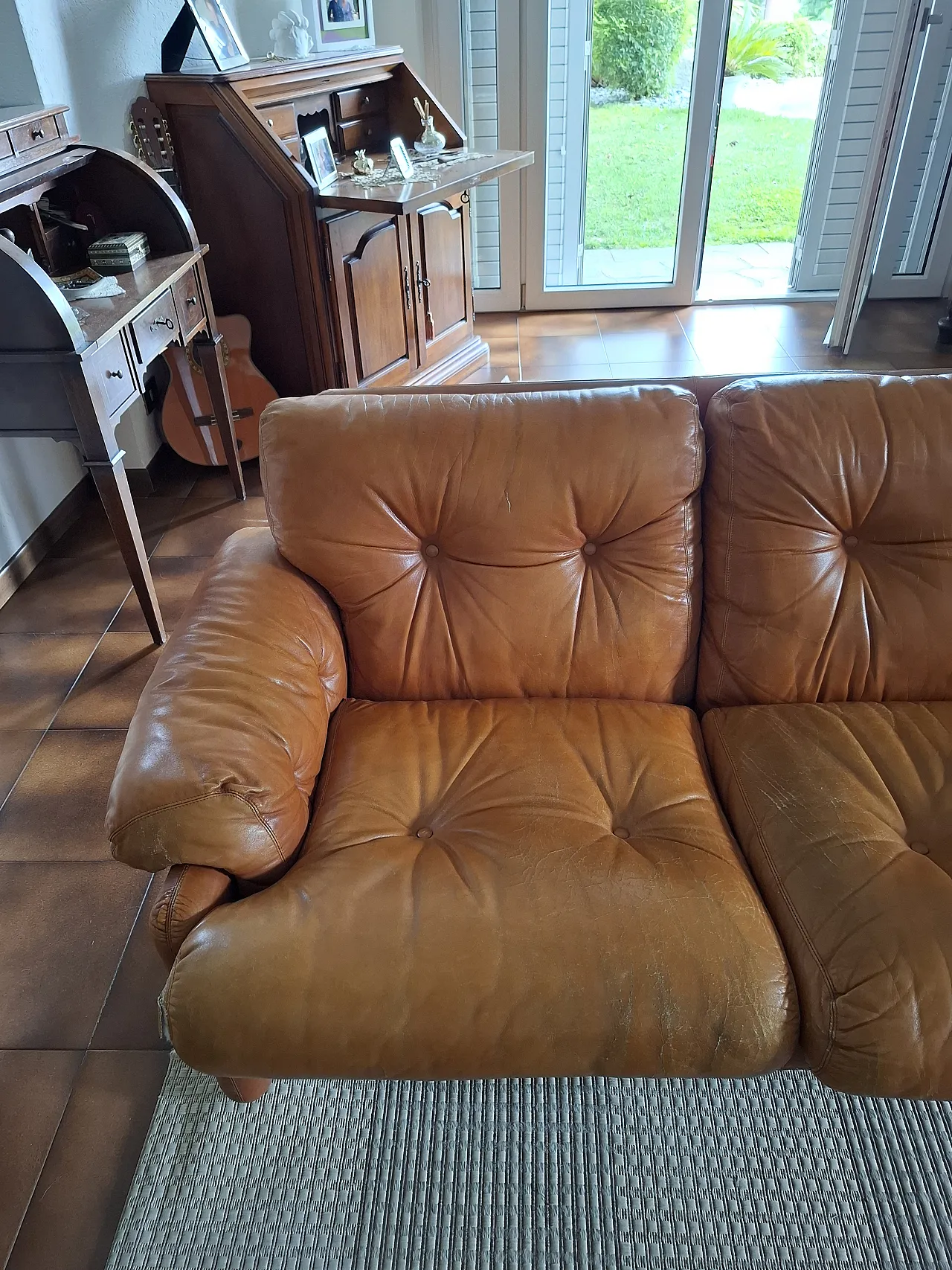 Divano e poltrone Coronado in pelle marrone Tobia Scarpa B&B, '70 9