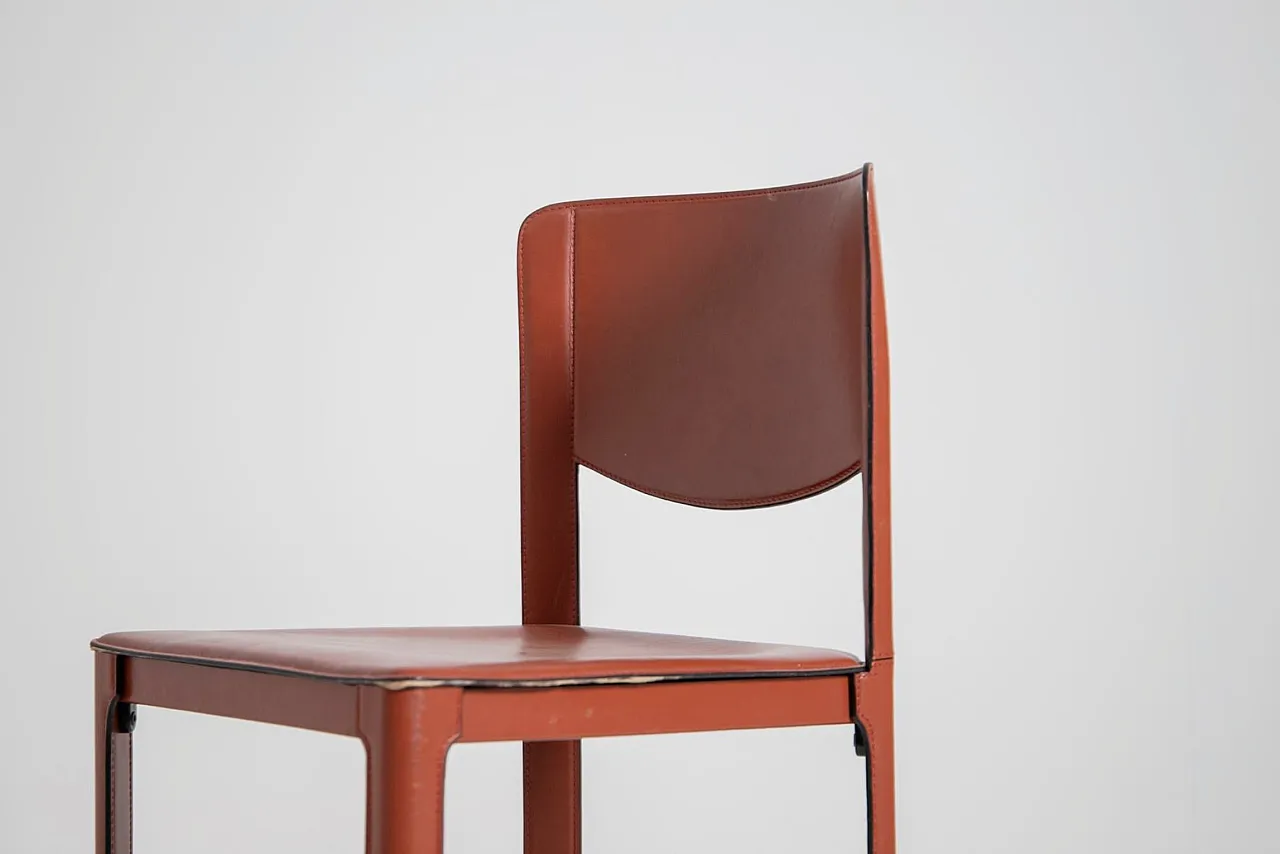 4 sedie Mod Sistina di Matteograssi in pelle rossa, anni '90 1