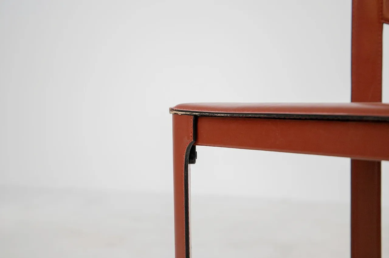 4 sedie Mod Sistina di Matteograssi in pelle rossa, anni '90 6