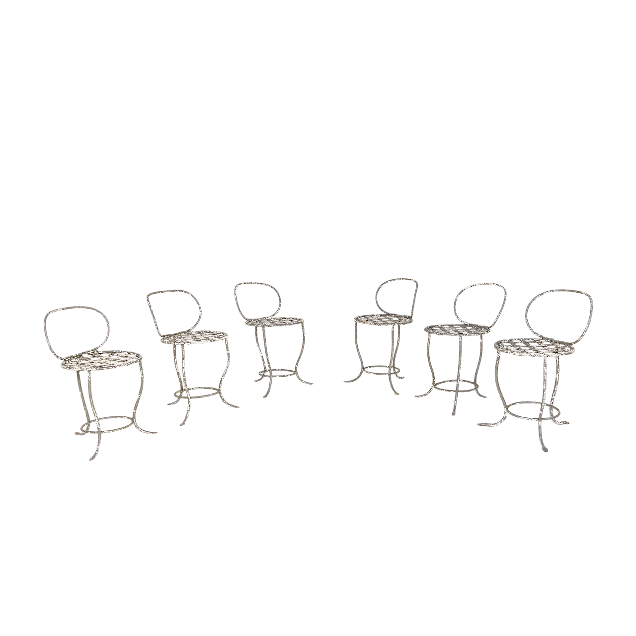 6 Sedie da giardino in ferro battuto, anni '50 7