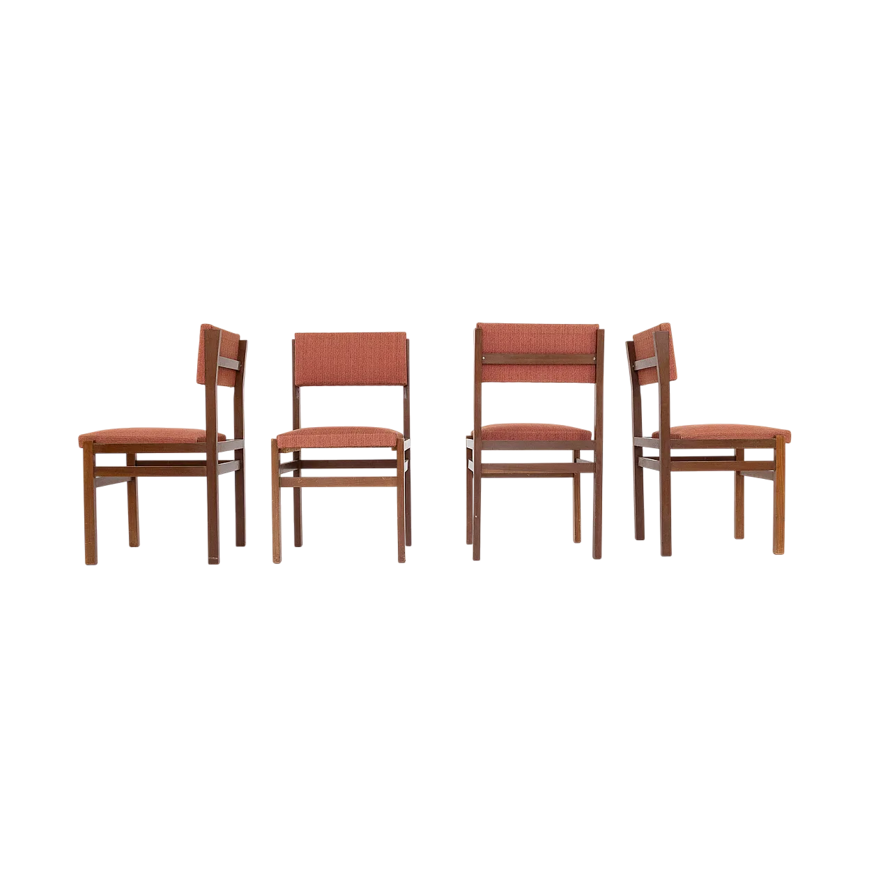 4 Wooden and fabric chairs, 1970s 6