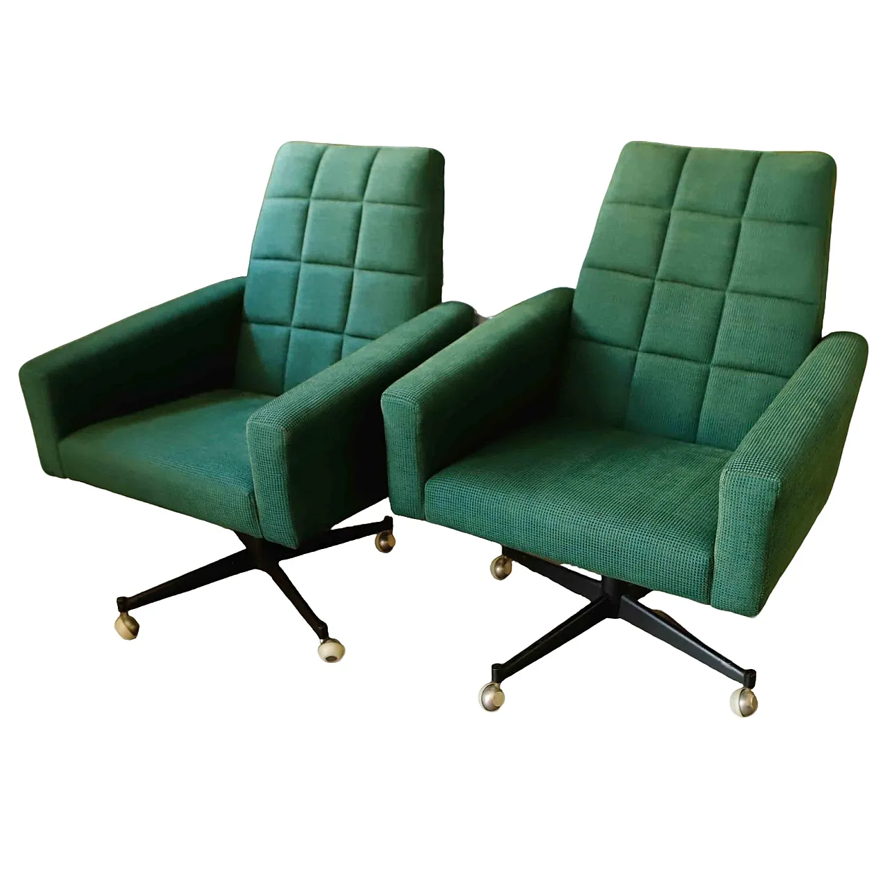 Coppia di sedie girevoli retrò su rotelle 22