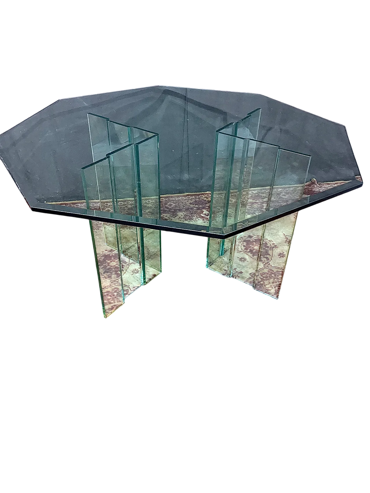 Octogonal glass table, 70s 11