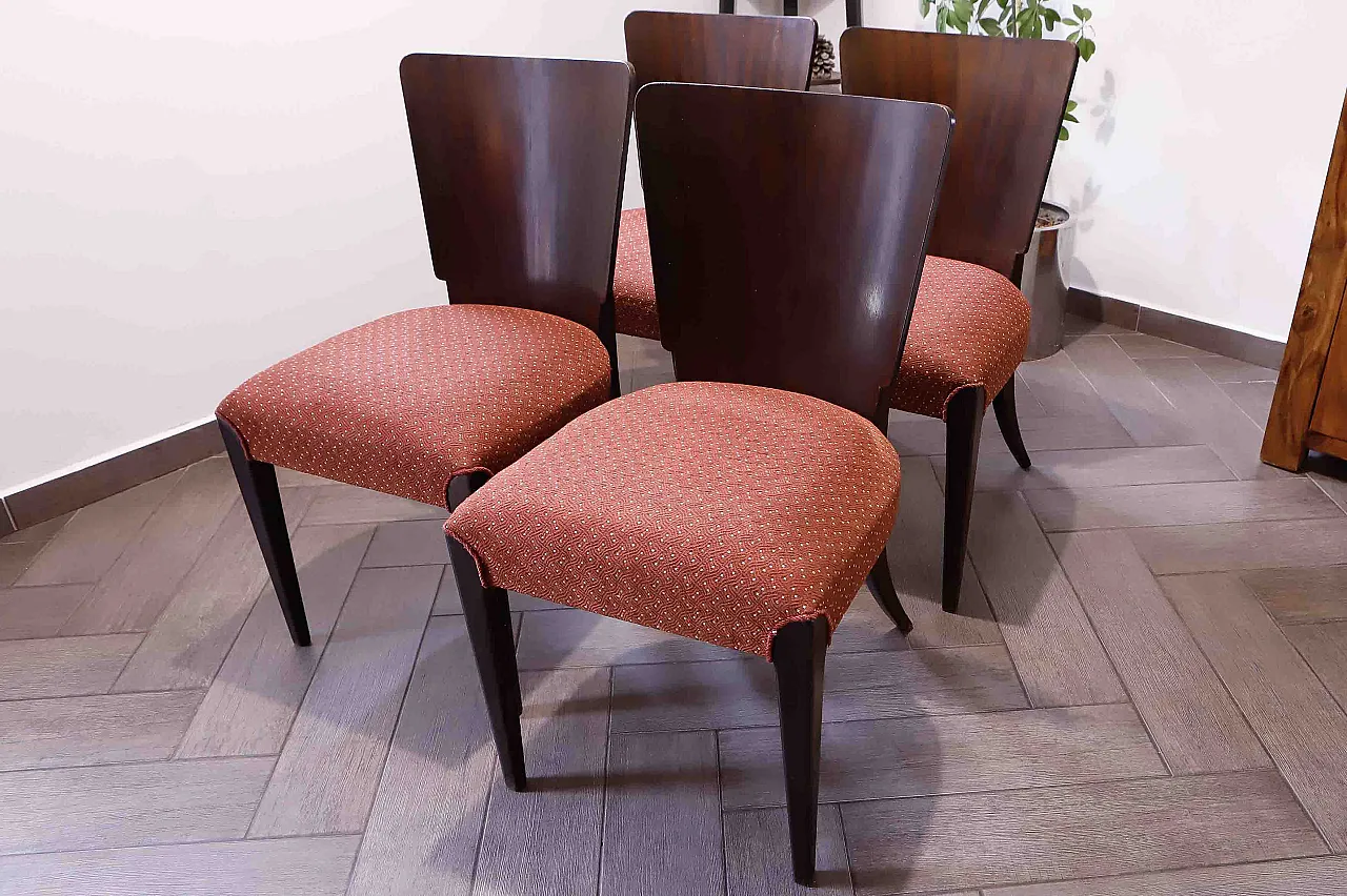 4 Lollipop dining chairs H-214 by Jindřich Halabala, 30s 2