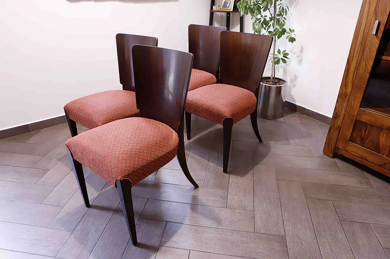 4 Lollipop dining chairs H-214 by Jindřich Halabala, 30s 4