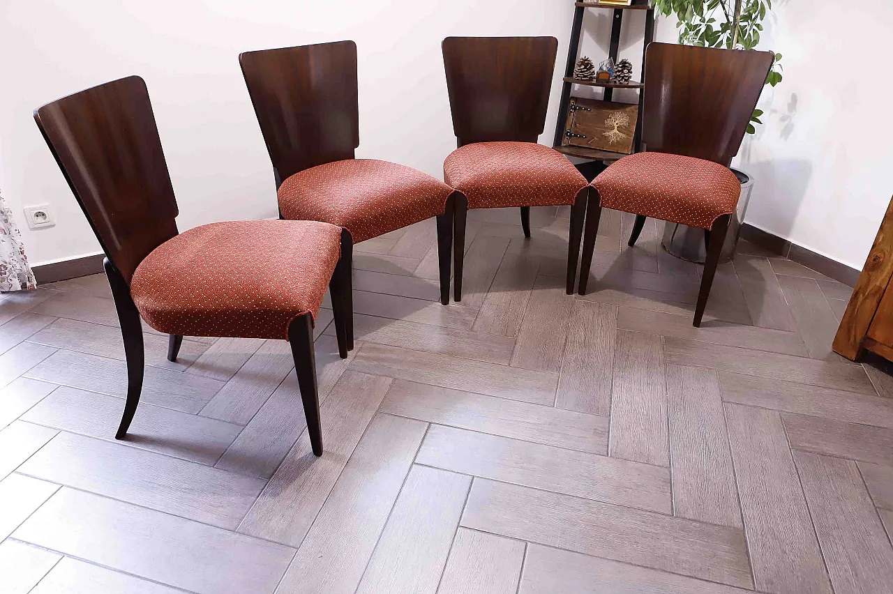 4 Lollipop dining chairs H-214 by Jindřich Halabala, 30s 5