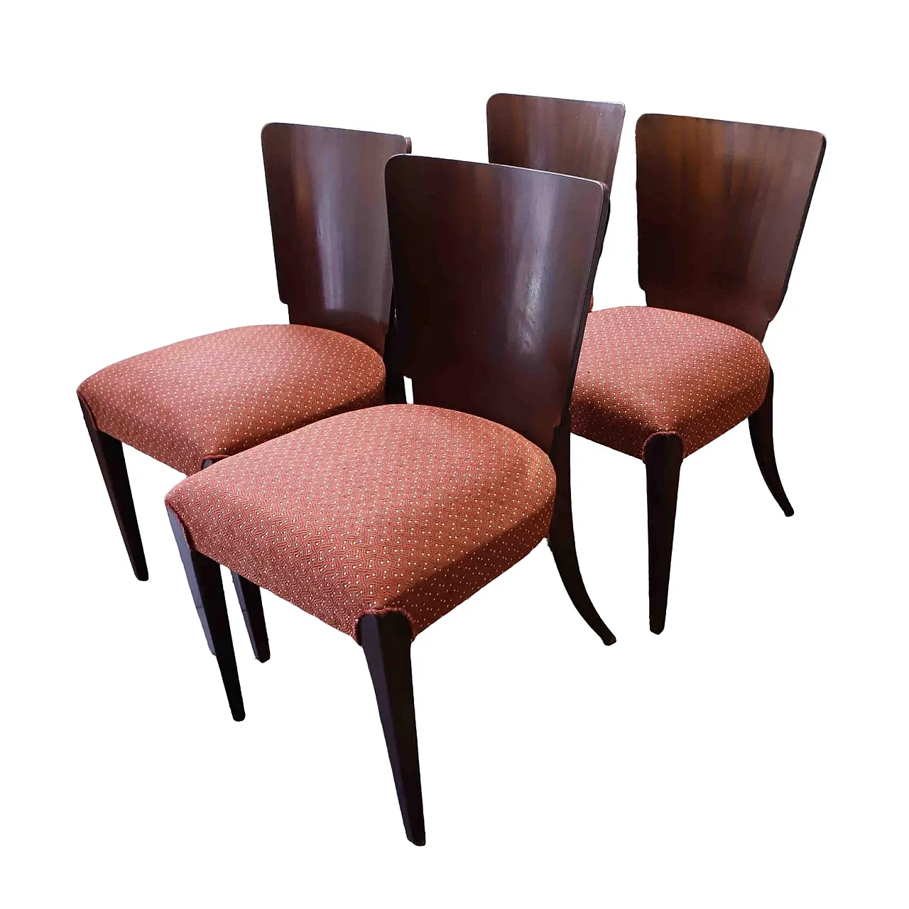 4 Lollipop dining chairs H-214 by Jindřich Halabala, 30s 10