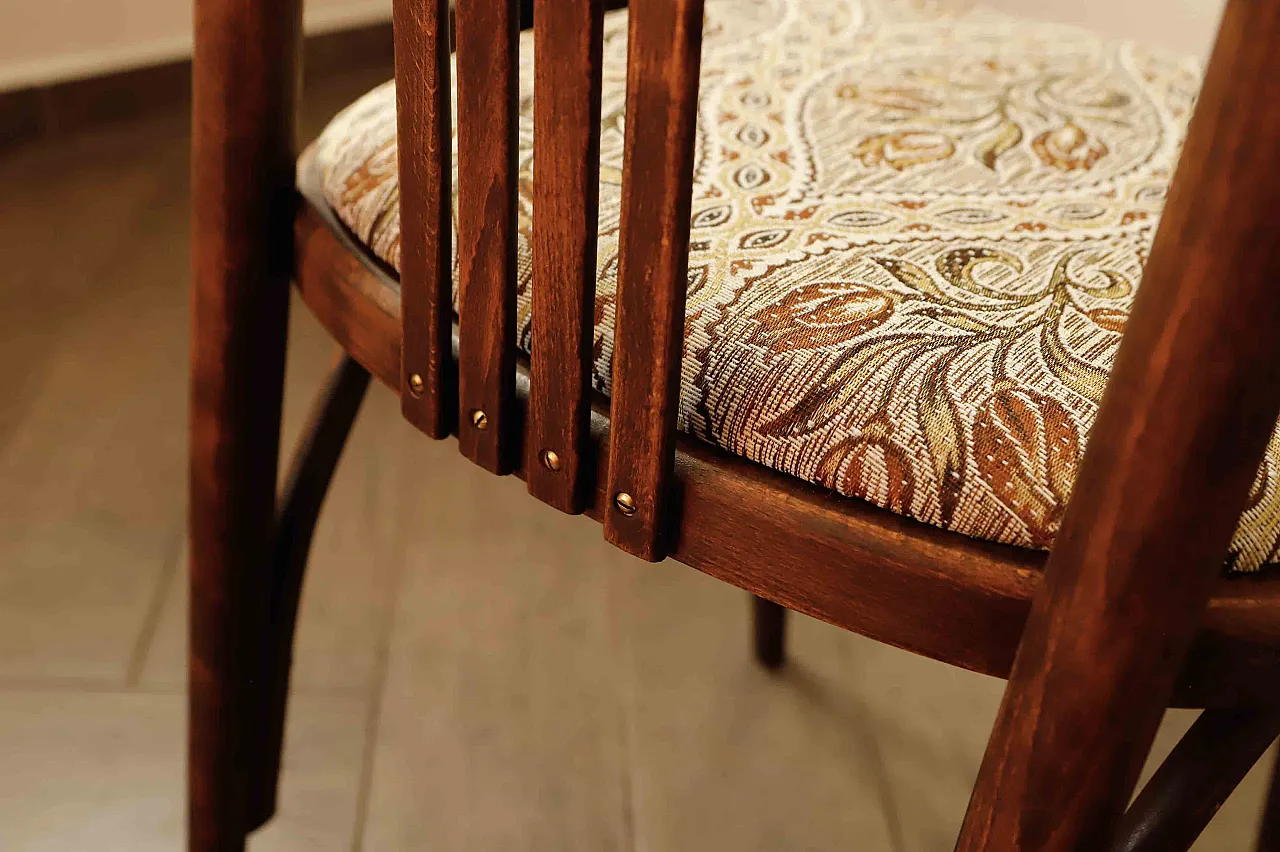 4 bentwood chairs by Ton with floral upholstery, 70s 9