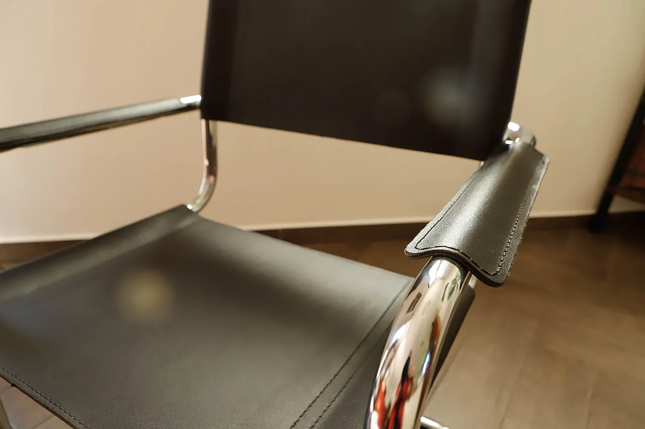 Mart Stam Style Cantilever Chairs – S34 Inspired, Chrome Frame, Leathe 6