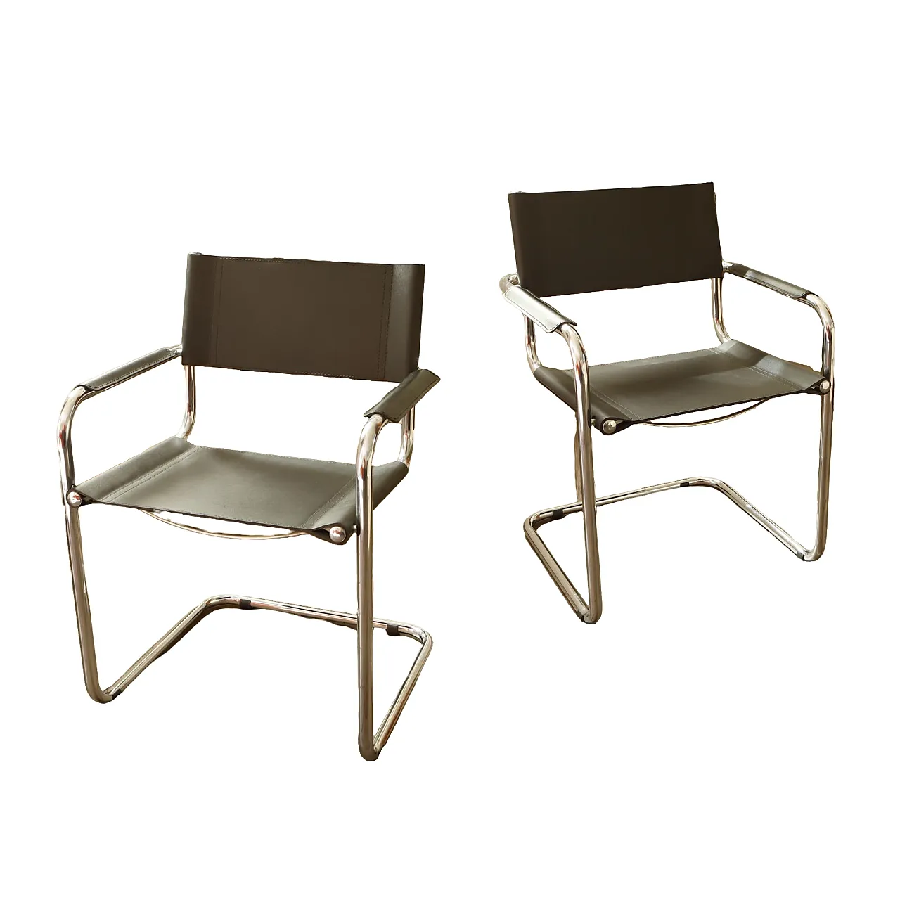 Mart Stam Style Cantilever Chairs – S34 Inspired, Chrome Frame, Leathe 11