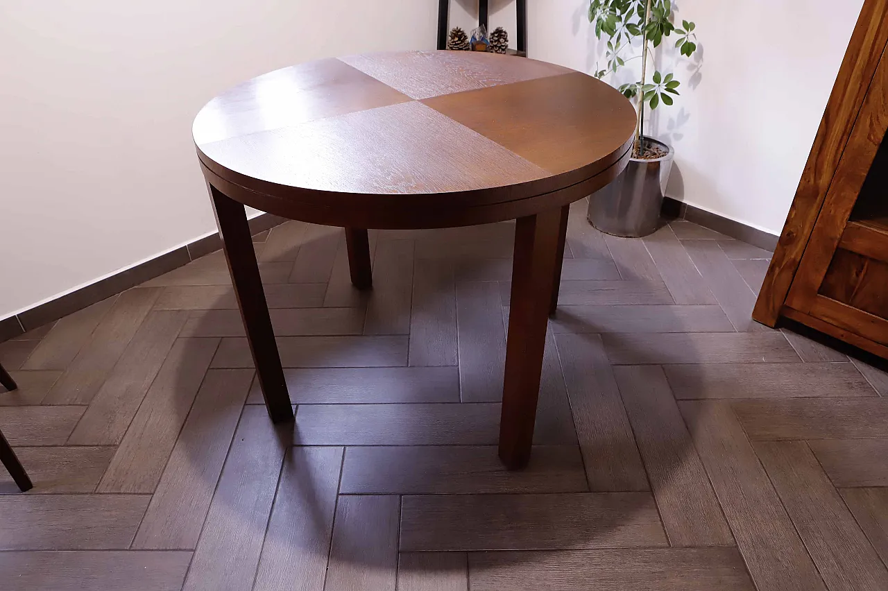 Tavolo da pranzo rotondo con un top impiallacciato, anni '60 8