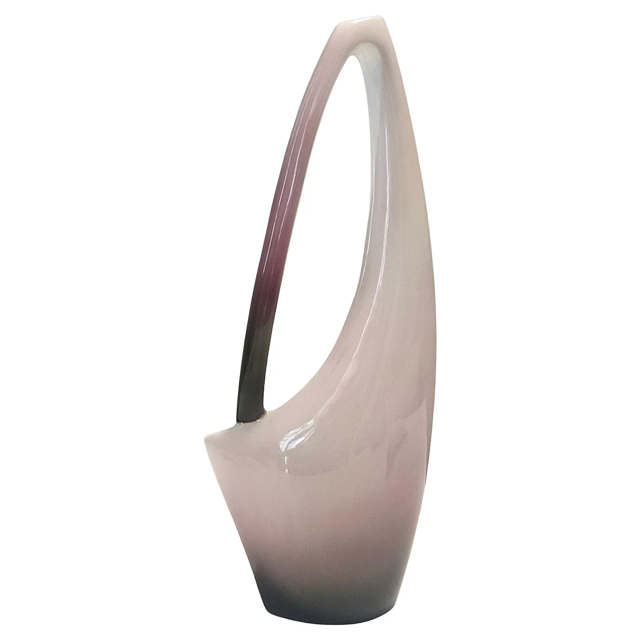 Purple, Pink and White Hand-Painted Ceramic Vase by Ariele, Turin, Italy 1