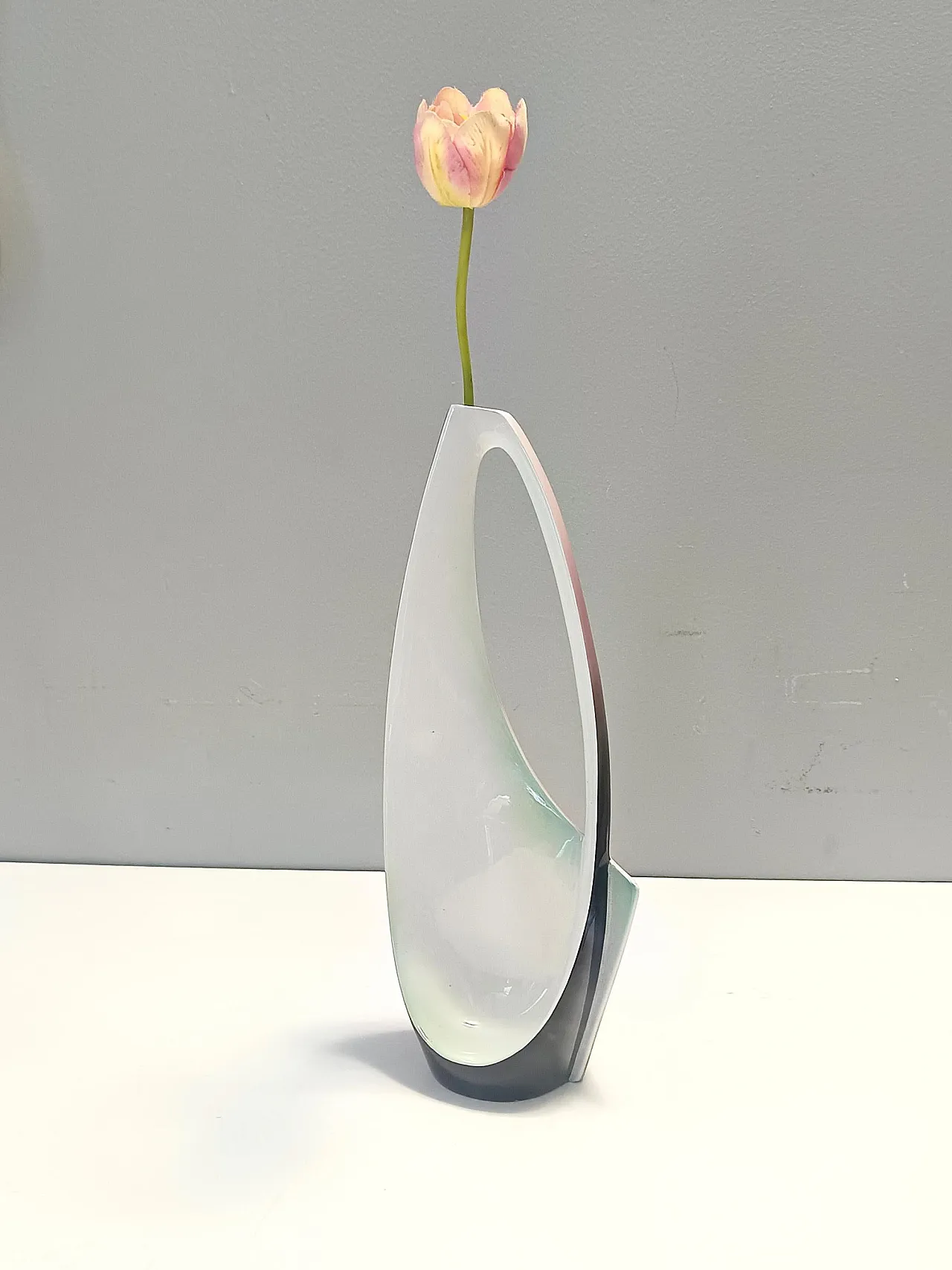 Purple, Pink and White Hand-Painted Ceramic Vase by Ariele, Turin, Italy 2