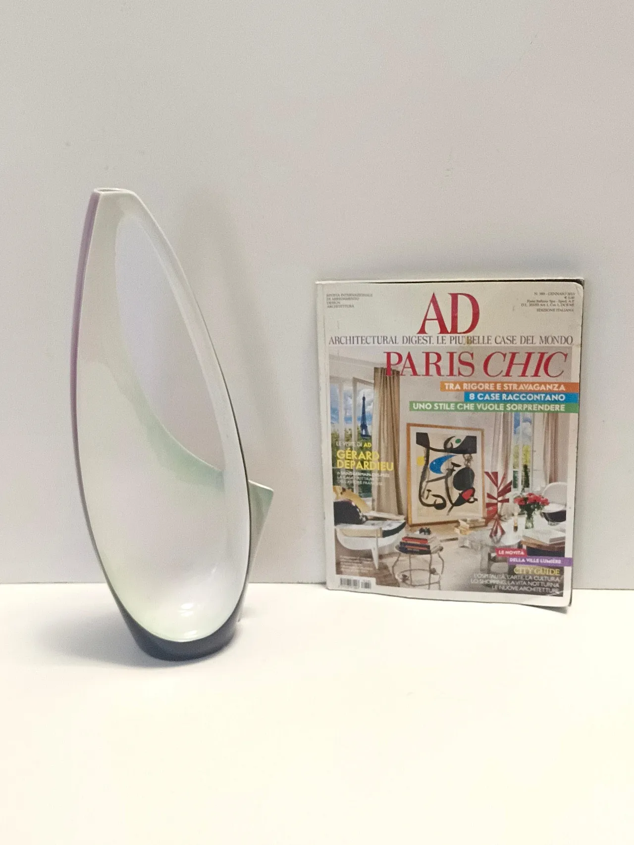 Purple, Pink and White Hand-Painted Ceramic Vase by Ariele, Turin, Italy 3