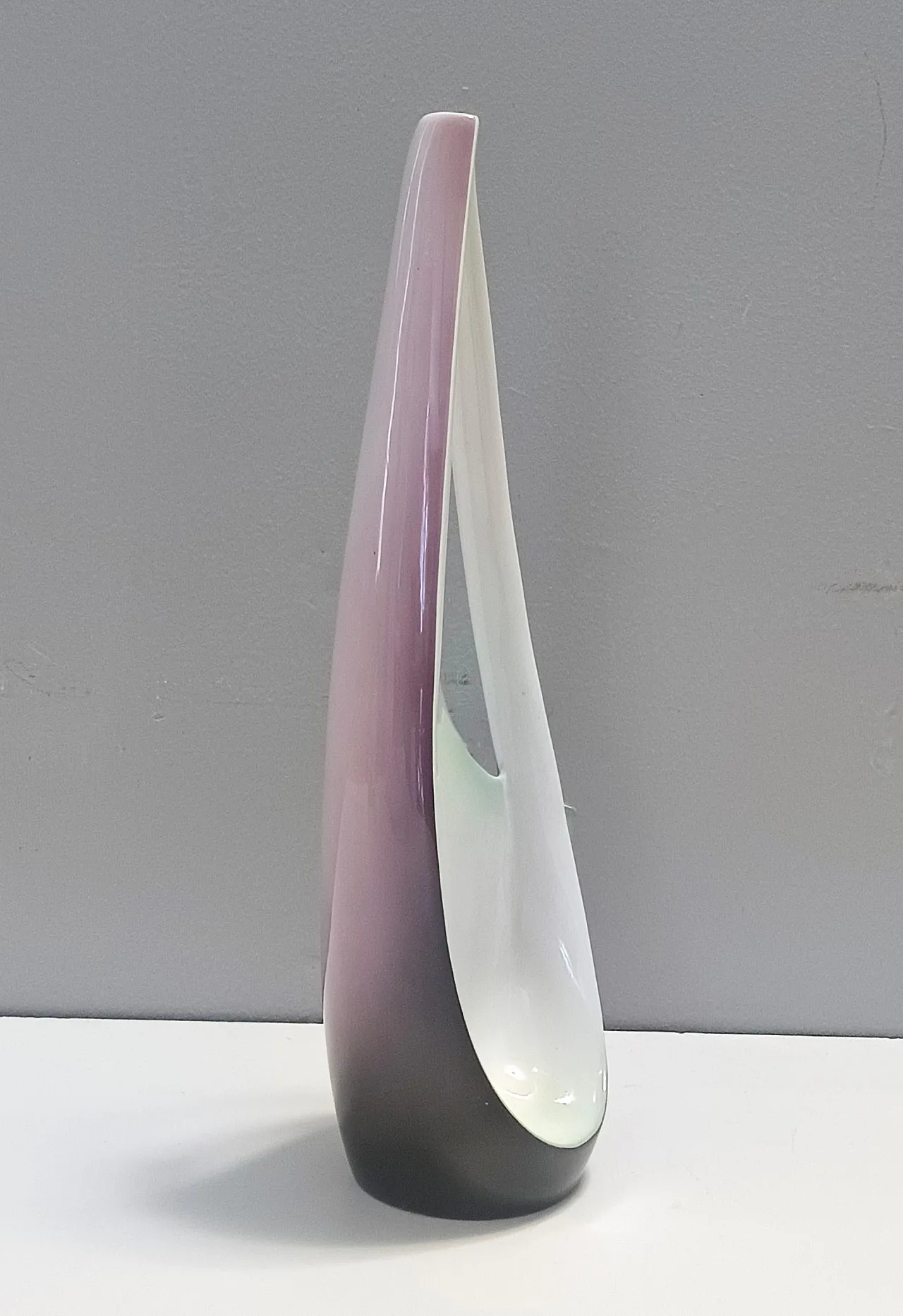 Purple, Pink and White Hand-Painted Ceramic Vase by Ariele, Turin, Italy 6
