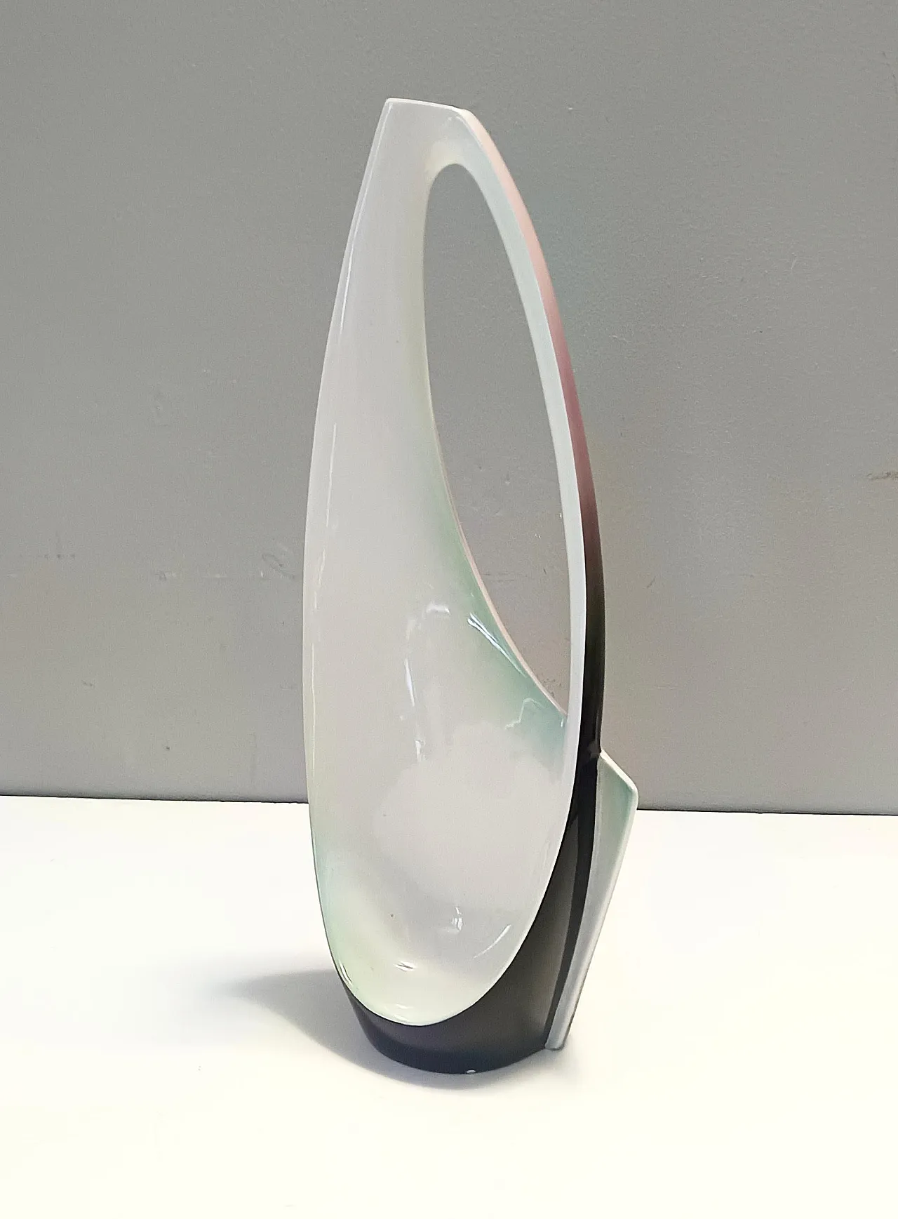 Purple, Pink and White Hand-Painted Ceramic Vase by Ariele, Turin, Italy 9