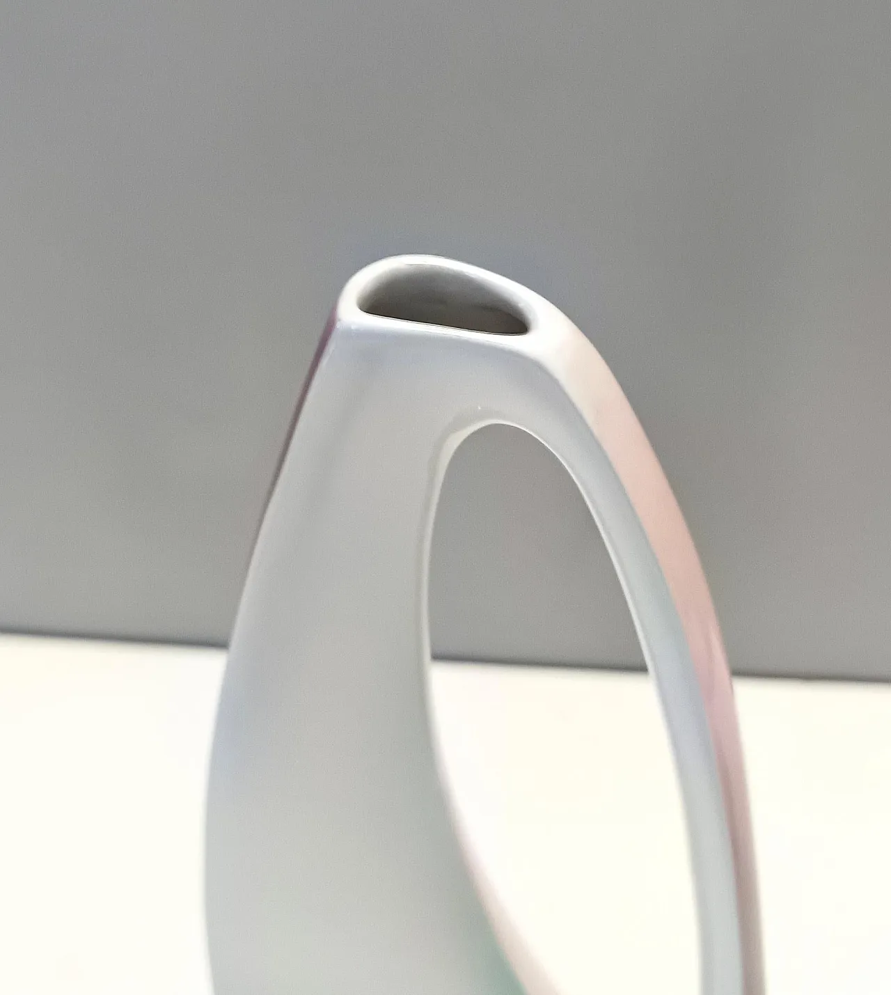 Purple, Pink and White Hand-Painted Ceramic Vase by Ariele, Turin, Italy 11