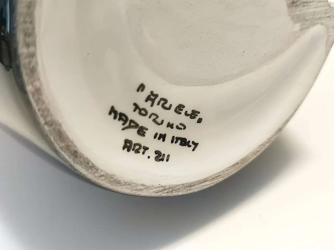 Purple, Pink and White Hand-Painted Ceramic Vase by Ariele, Turin, Italy 13