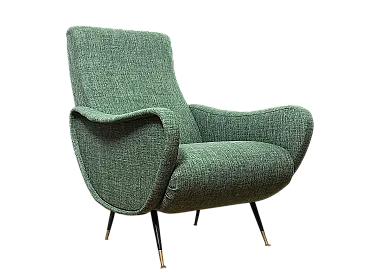 Lady armchair Marco Zanuso style dark green, 50s