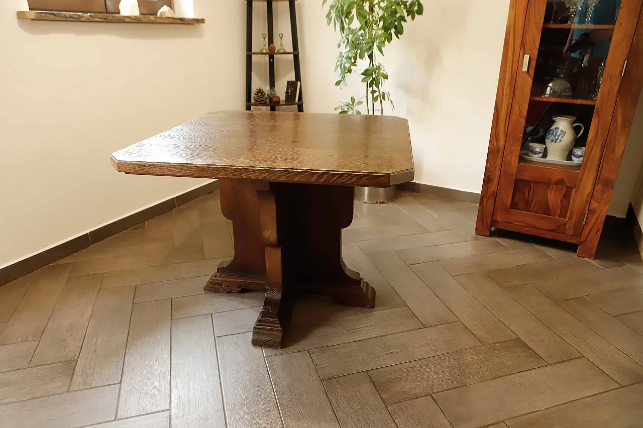 Tavolo di quercia rustica con base centrale 2