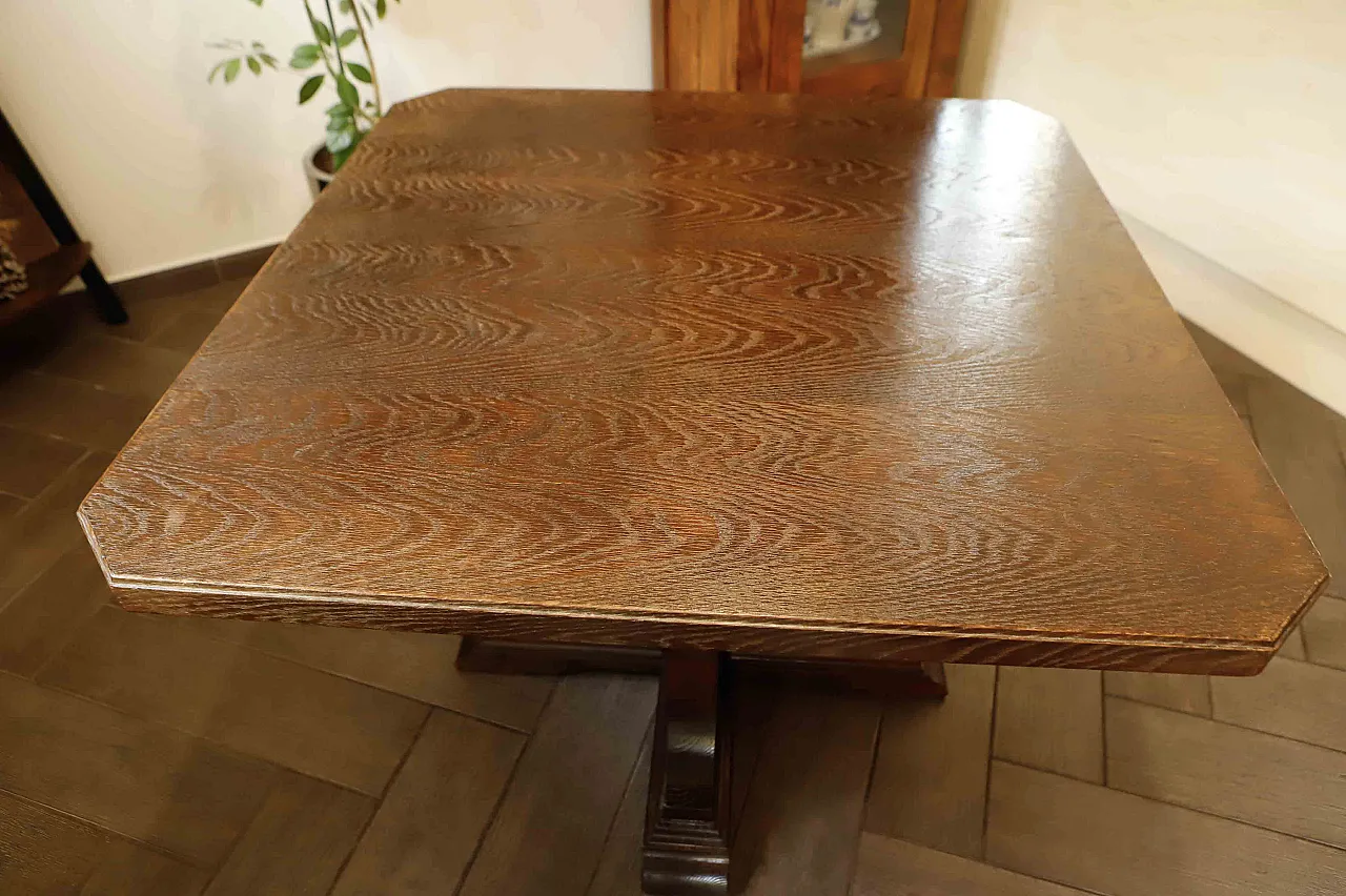 Tavolo di quercia rustica con base centrale 7