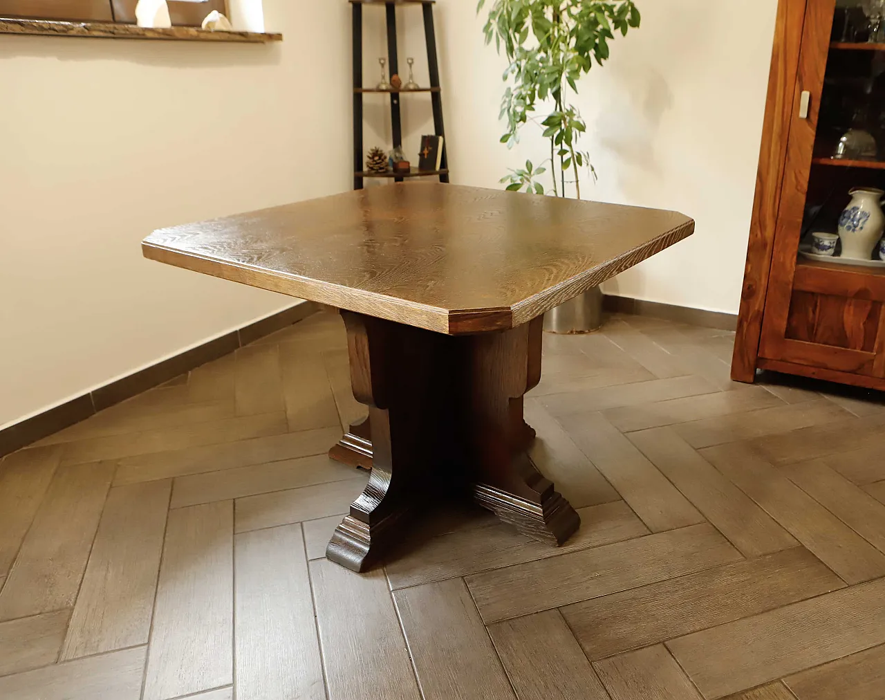 Tavolo di quercia rustica con base centrale 15