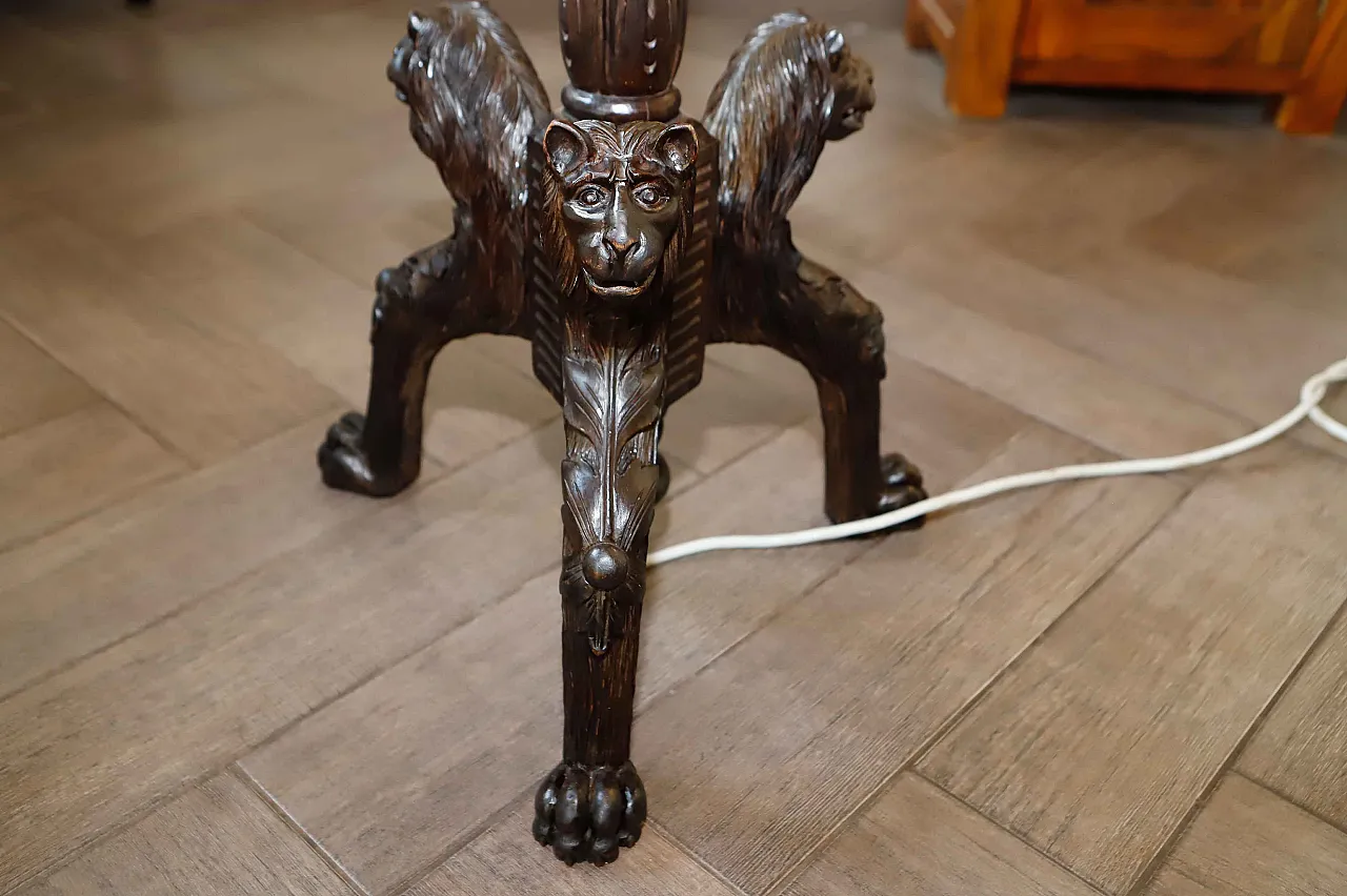 Antique floor lamp with lion motif 17