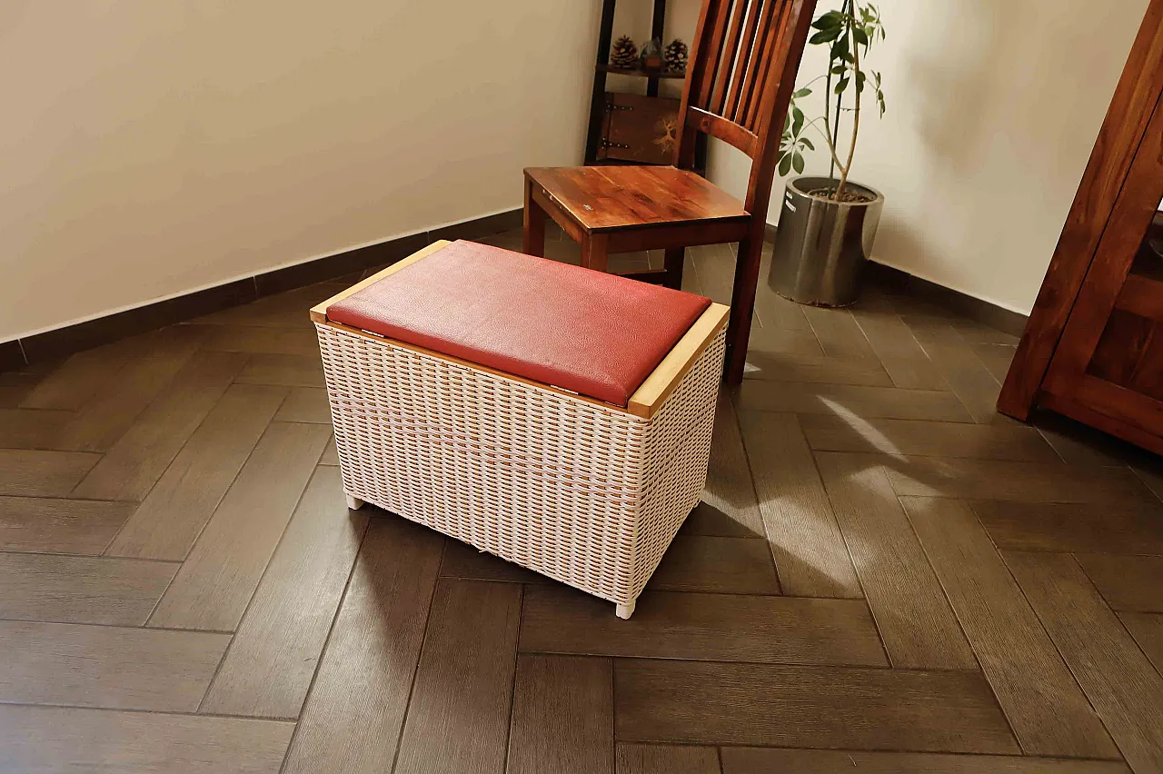 Retro Rattan Chest for Seating and Storage 3