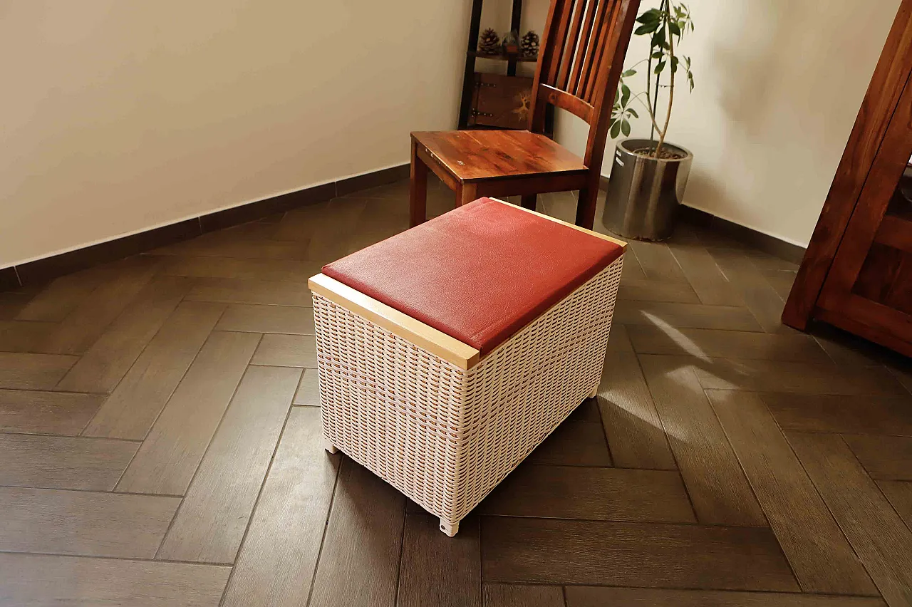 Retro Rattan Chest for Seating and Storage 4