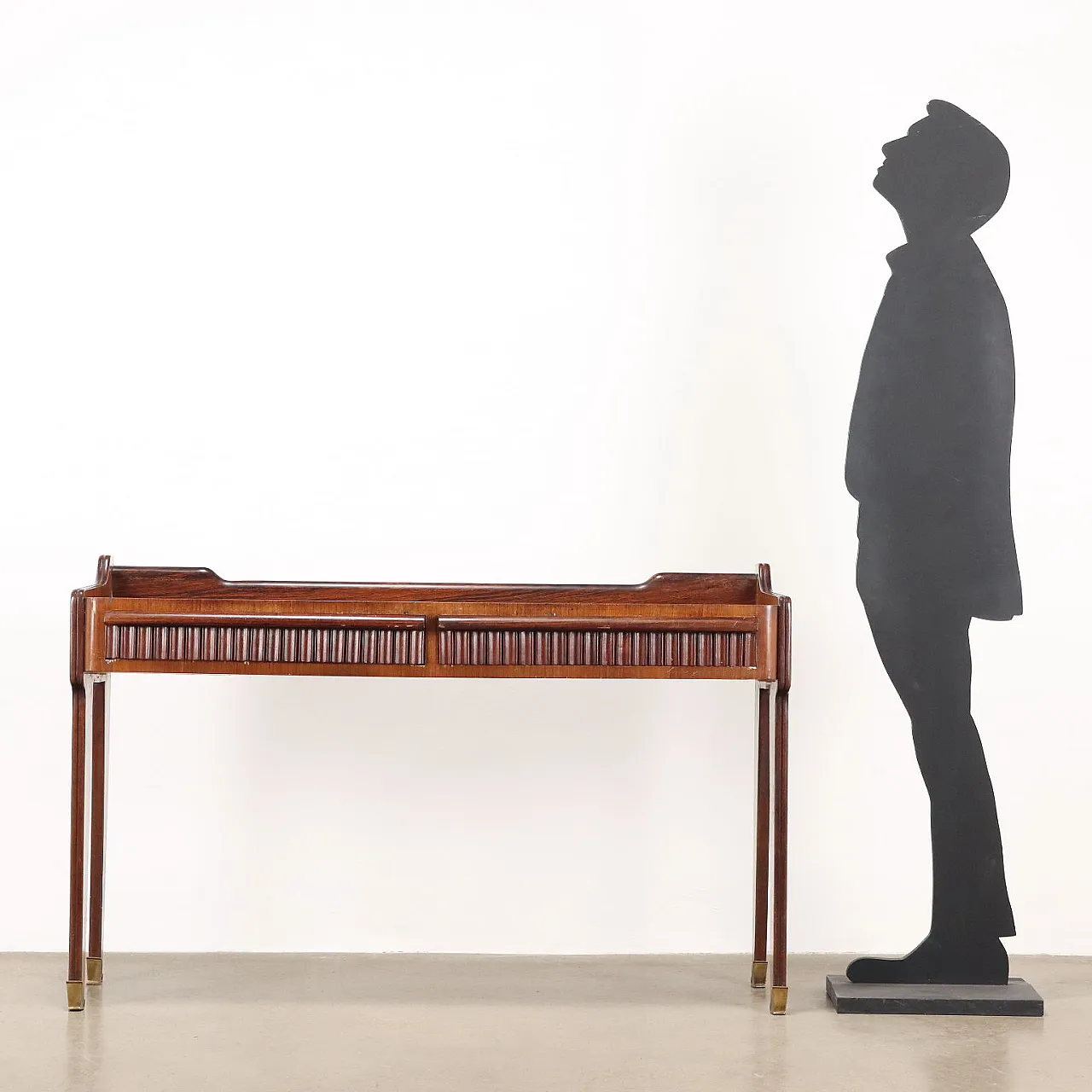 Consolle in legno con piano in vetro, anni '60 2