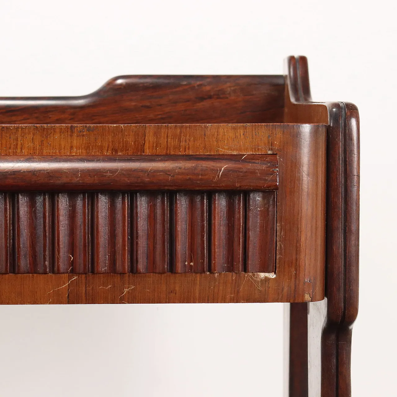 Consolle in legno con piano in vetro, anni '60 4