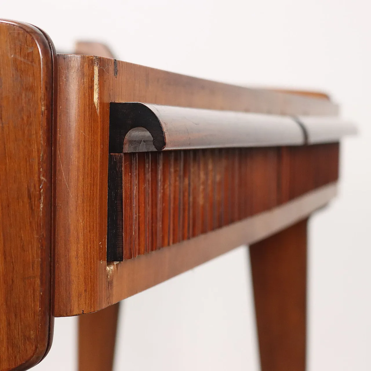 Consolle in legno con piano in vetro, anni '60 5
