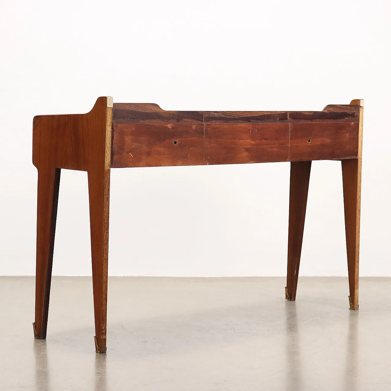 Consolle in legno con piano in vetro, anni '60 9