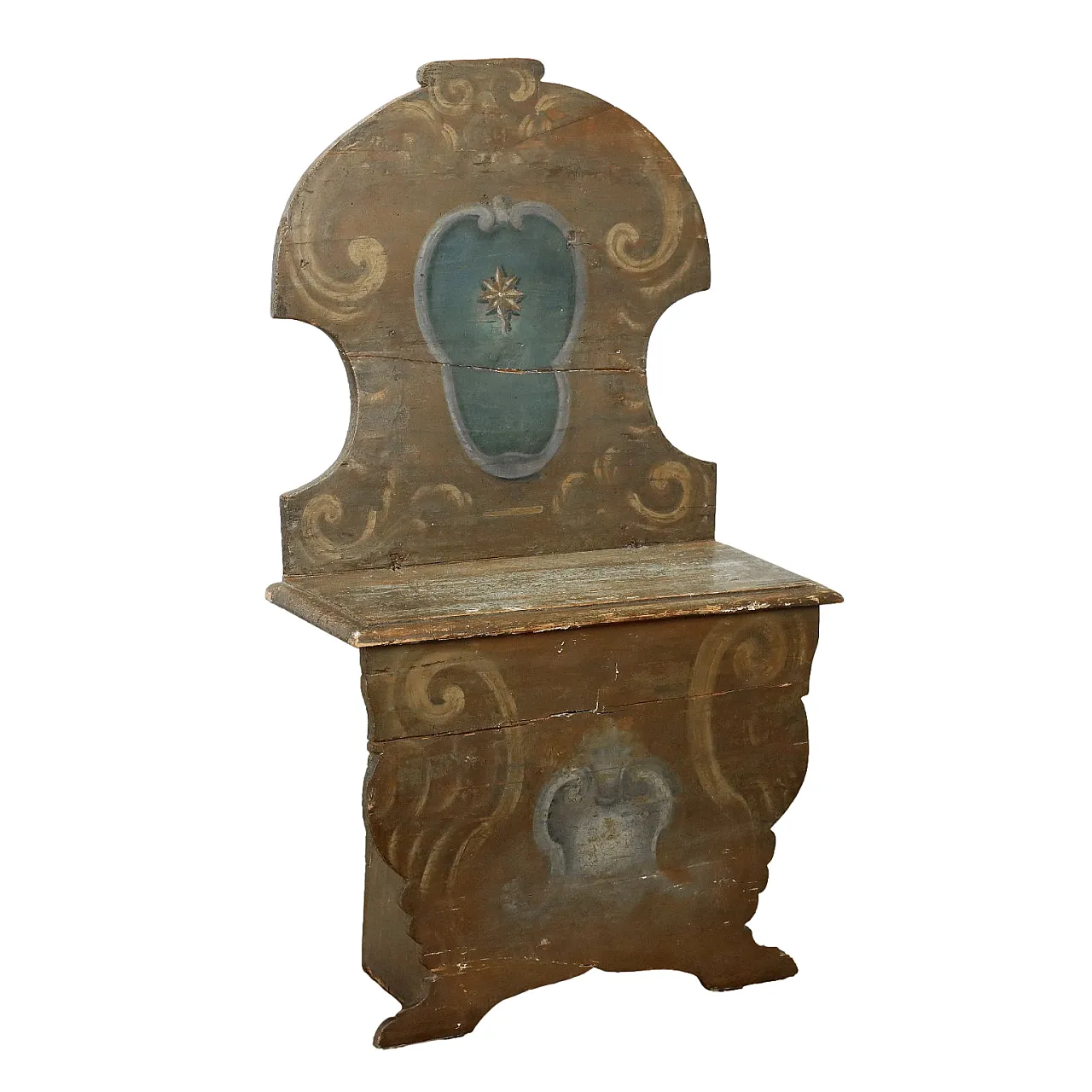 Panchina in stile barocco in abete laccato, '900 1