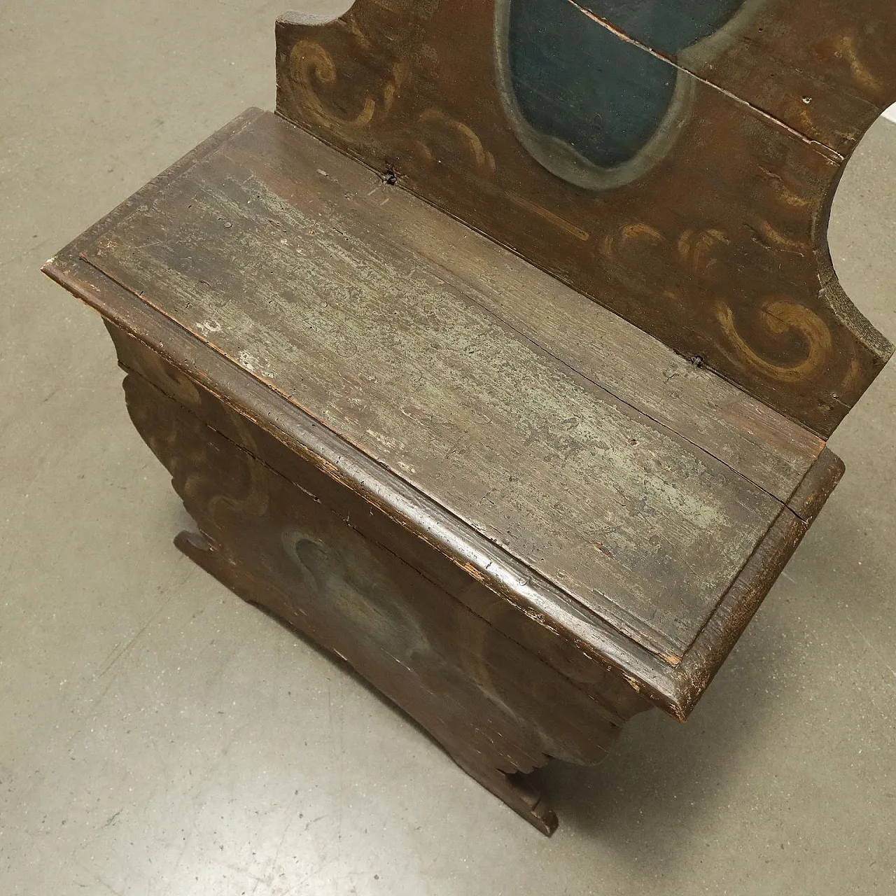 Panchina in stile barocco in abete laccato, '900 4