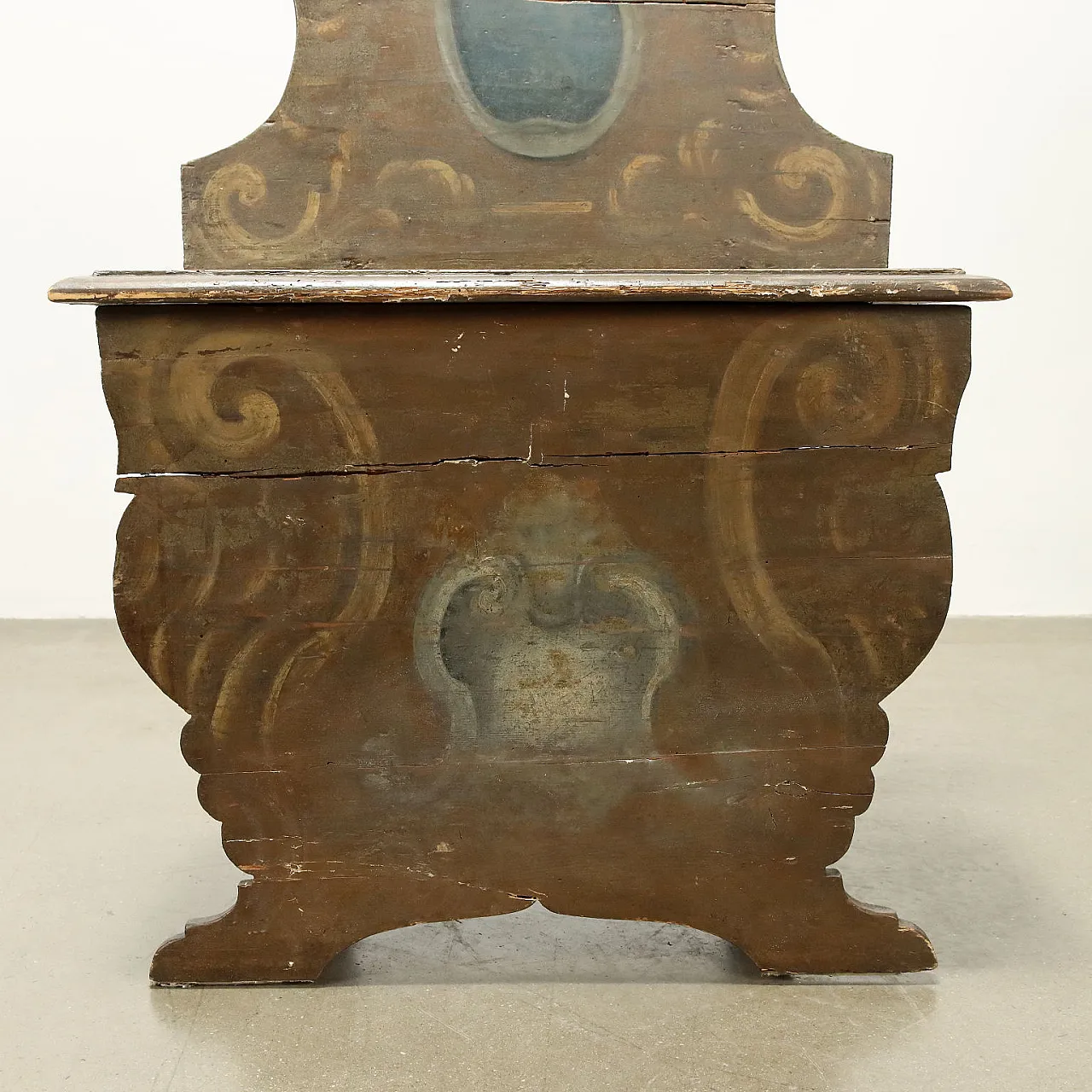 Panchina in stile barocco in abete laccato, '900 6