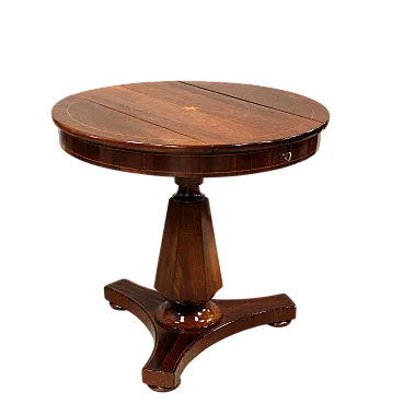 Tavolino Carlo X in noce intarsiato Italia '800